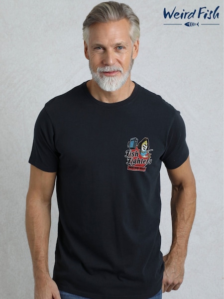 Weird Fish Blue Fish Fighters Heritage Wash Artist 100% Cotton T-Shirt (W30115) | £28