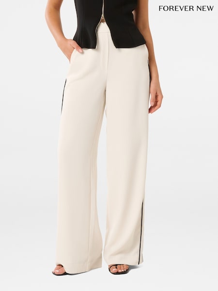 Forever New Cream Wide Fit Brandi Striped Wide Leg Pants (W30158) | £50