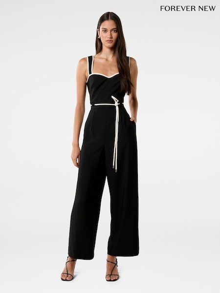 Forever New Black Rosalind Tipped Jumpsuit (W30174) | £110