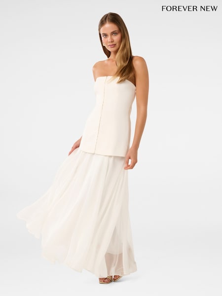 Forever New Cream Alexis Hook and Eye Sheer Maxi Dress (W30175) | £120