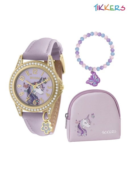 Tikkers Girls Purple Unicorn Watch, Bracelet and Purse Gift Set (W30421) | £20