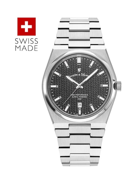 Jacques Du Manoir Silver Tone Gents Swiss Made Horizon Bracelet Watch (W30430) | £170