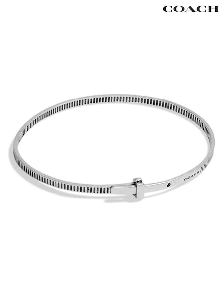COACH Silver Tone Mens Zip Tie Cuff Bracelet (W30439) | £250