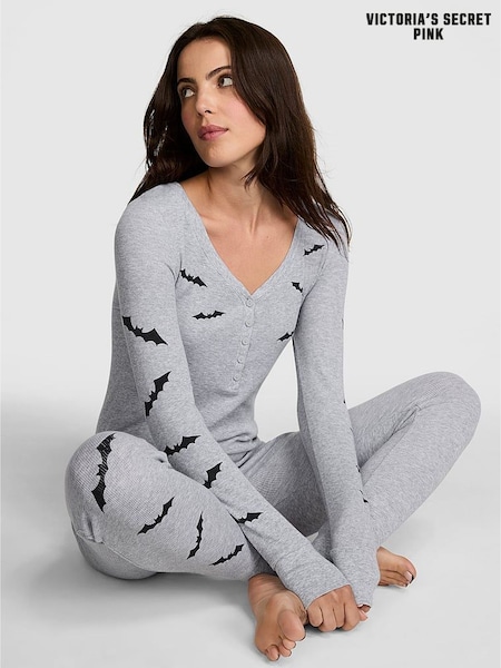 Victoria's Secret PINK Medium Heather Grey Bats Halloween Onesie (W30529) | £50