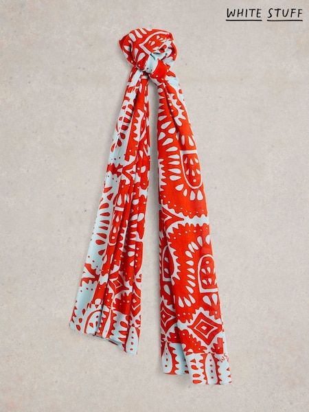 White Stuff Red Squiggle Printed Scarf (W30531) | £25