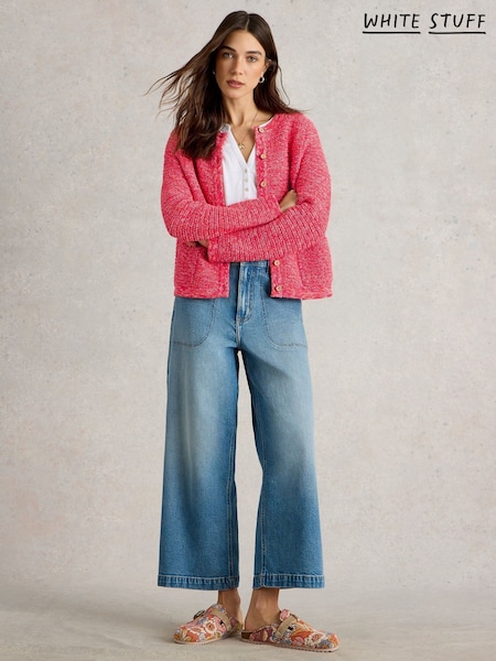 White Stuff Pink Belle Stitchy 100% Organic Cotton Cardigan (W30539) | £55