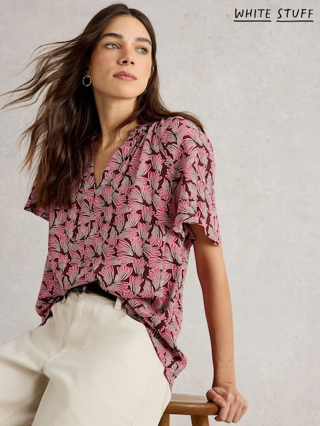 White Stuff Pink Sophia Crinkle Top (W30546) | £49