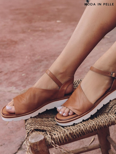 Moda in Pelle Moire Asymmetric Flexi Leather Sandals (W30632) | £89
