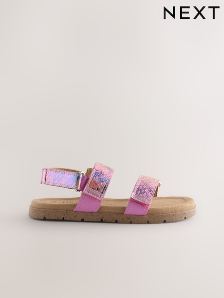 Pink Snake Print Two Strap Sandals (W30644) | £25 - £32