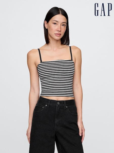 Gap Black/White Stripe CloseKnit Cropped Tube Top with Removable Straps (W30661) | £18