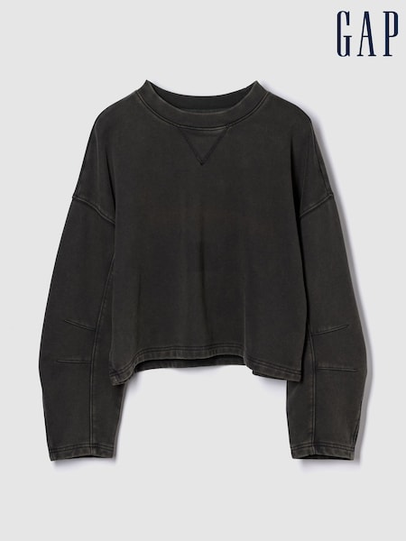 Gap Black Heavyweight French Terry Barrel-Sleeve Sweatshirt (W30675) | £40