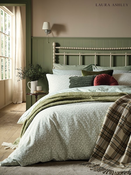 Laura Ashley Sage Sweet Alyssum Duvet Cover and Pillowcase Set (W30692) | £45 - £80