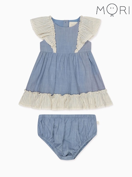 MORI Blue 100% Cotton Muslin Dress Set (W30709) | £36 - £38