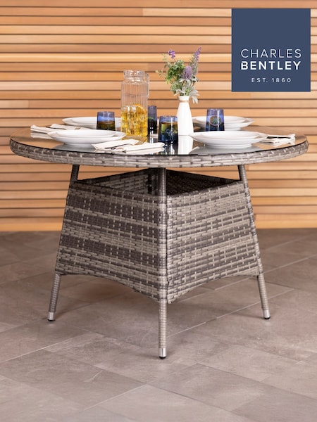 Charles Bentley Grey Rattan 4 Seater Garden Dining Table (W30722) | £170