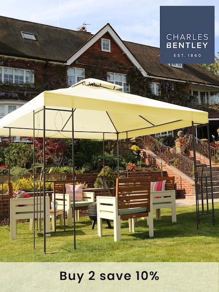Charles Bentley Cream Steel Art Garden Gazebo (W30723) | £180