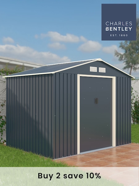 Charles Bentley Grey 8ft x 6ft Metal Garden Shed (W30724) | £337