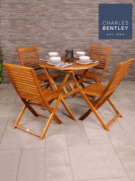 Charles Bentley Natural Wood Acacia Octagonal Foldable Garden Table (W30729) | £100