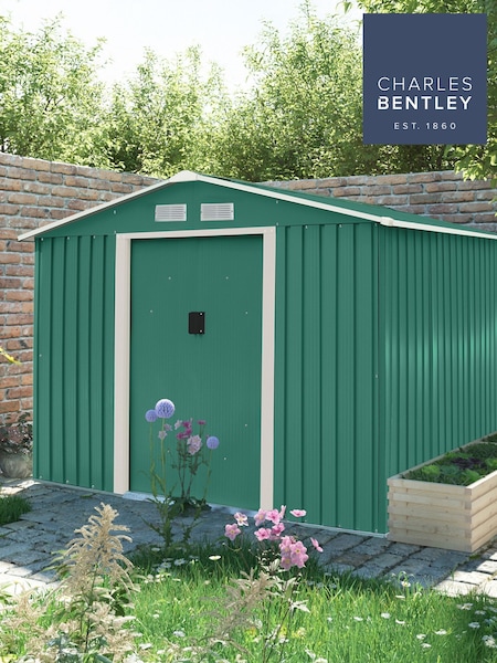 Charles Bentley Green Large 8ft x 10ft Metal Garden Shed (W30741) | £495