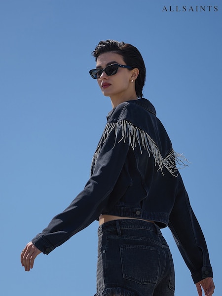 AllSaints Black Marlene Embroidery Jacket (W30743) | £199