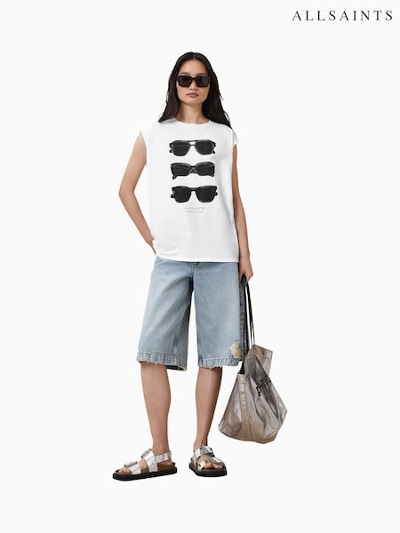 AllSaints White Sunnies Brooke 100% Organic Cotton Tank (W30762) | £55
