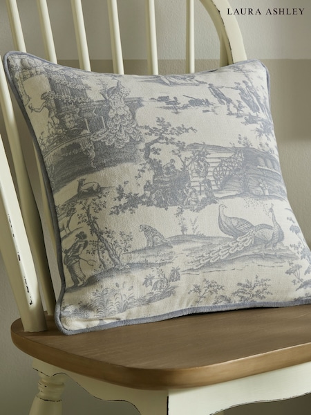 Laura Ashley Chambray Blue Braysmith Toile Cushion (W30798) | £45