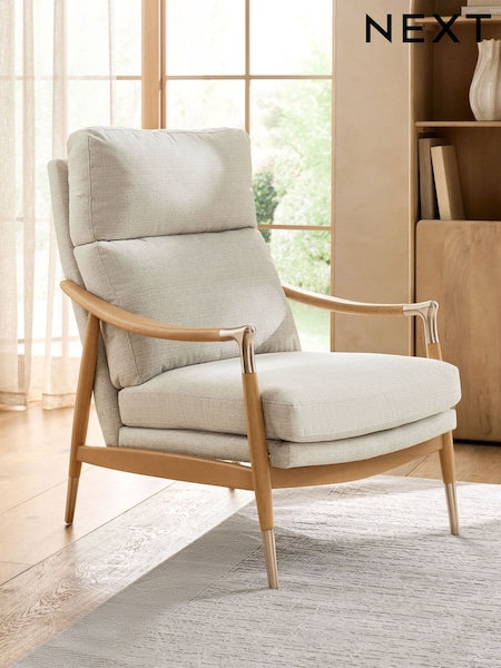 Tweedy Plain Light Natural Flinton High Back Wooden Accent Chair (W30816) | £450