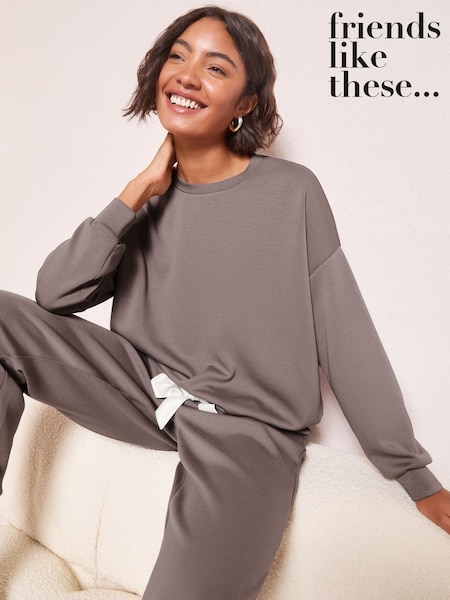 Friends Like These Grey Premium Contrast Nightwear Top (W30873) | £28
