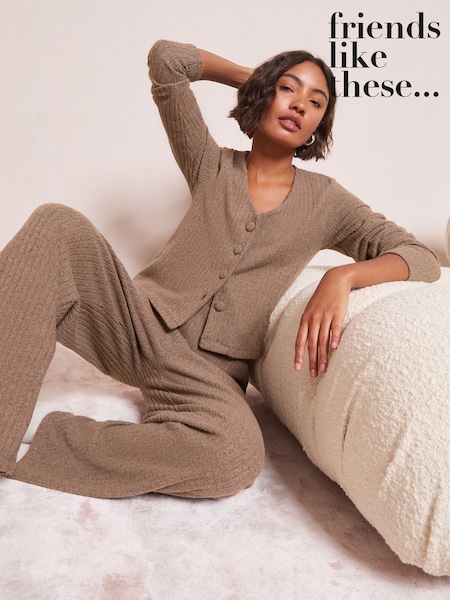 Friends Like These Brown Cosy Ribbed Cardigan (W30878) | £26