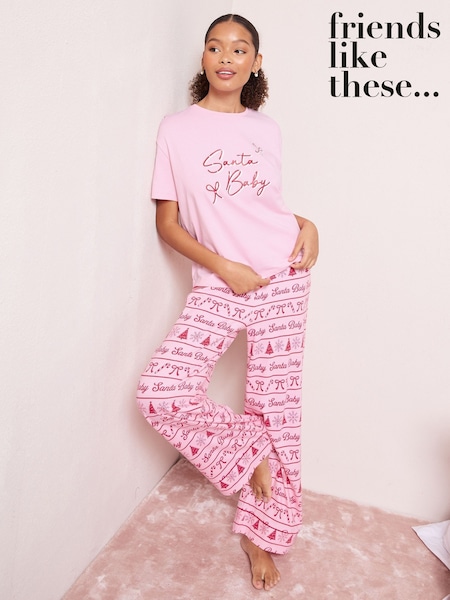 Friends Like These Pink Santa Baby Nightwear Set (W30891) | £26