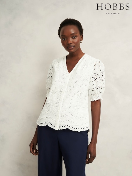 Hobbs White 100% Cotton Chiara Blouse (W30905) | £89