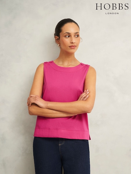 Hobbs Pink 100% Cotton Maddy Top (W30906) | £39