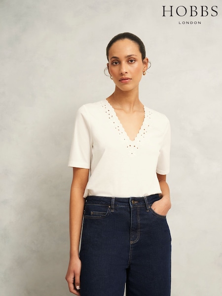 Hobbs White 100% Cotton Kristen Top (W30907) | £49