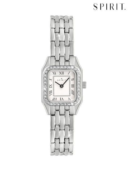 Spirit Ladies Square Silver Tone Stone Set Bracelet Watch (W30943) | £45