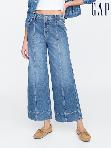 Gap Blue High Waisted Wide-Leg Cropped Jeans (W30961) | £55