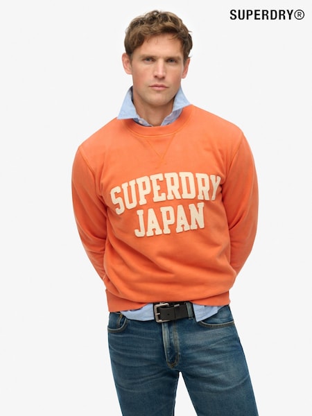 Superdry Orange Vintage Athletic Crew 100% Cotton Sweatshirt (W30974) | £55