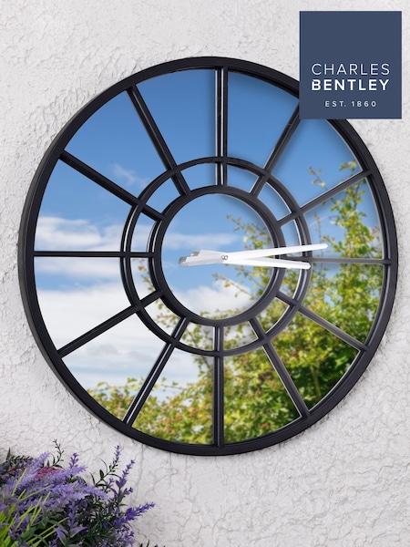 Charles Bentley Black Buttermere Garden Mirrored Wall Clock (W31000) | £55