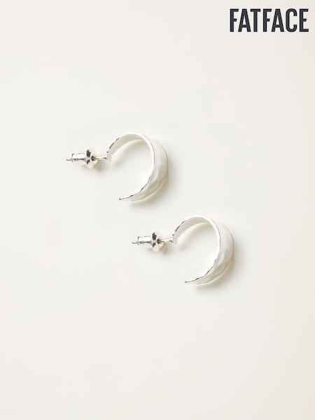 FatFace Silver Tone Hammered Hoop Earrings (W31034) | £10.50