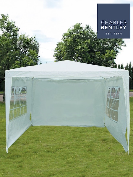 Charles Bentley White Garden Gazebo With 3 Side Walls (W31038) | £49