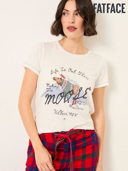 FatFace Natalie Ivory Shelter Moose Graphic T Shirt (W31196) | £25