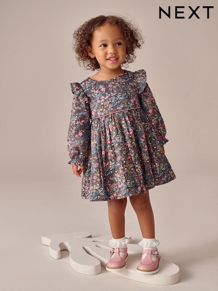 Multi Ditsy Frill Long Sleeve Dress (3mths-8yrs) (W31346) | £18 - £24