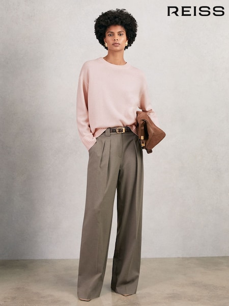Reiss Pink Ella Wool-Cashmere Crew-Neck Jumper (W31491) | £130