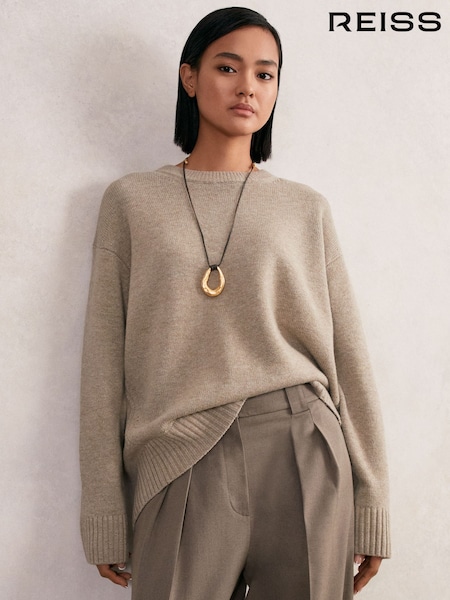Reiss Stone Ella Wool-Cashmere Crew-Neck Jumper (W31504) | £130