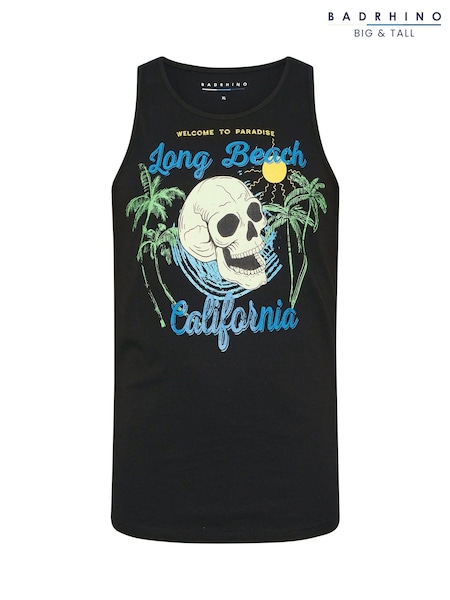 BadRhino Big & Tall Black California Skull 100% Cotton Vest (W31509) | £17