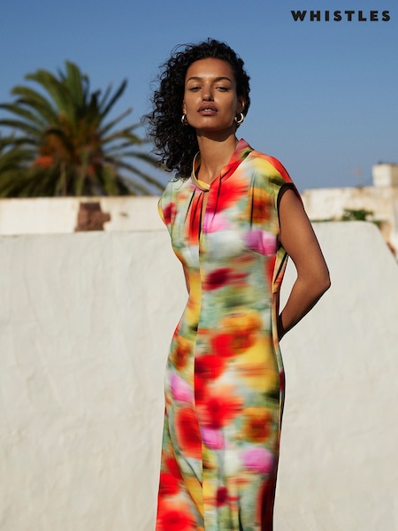 Whistles Natural Photographic Flower Midi Dress (W31510) | £219