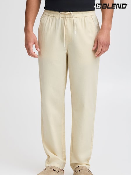 Blend Cream Regular Fit Linen Mix Trousers (W31514) | £35