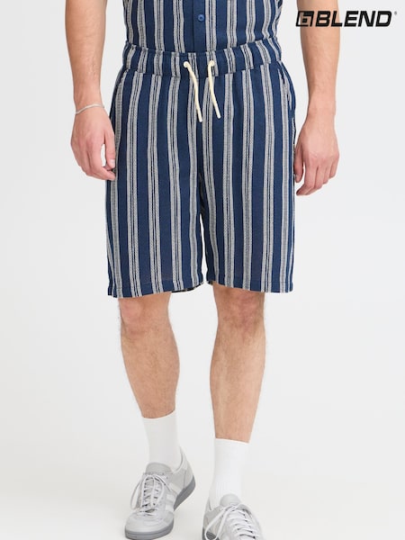 Blend Blue Textured Striped Shorts (W31515) | £35