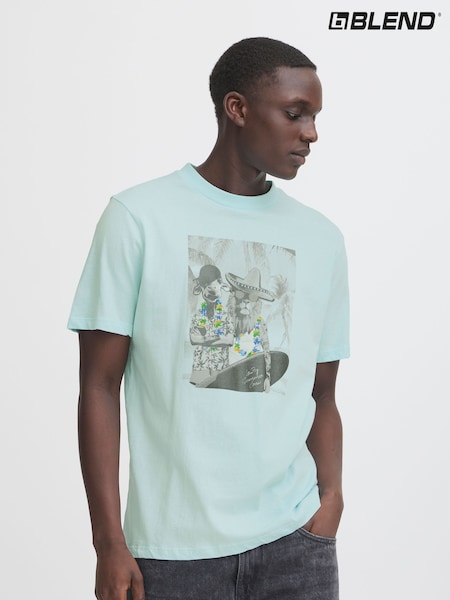 Blend Blue Holiday Printed Short Sleeve 100% Cotton T-Shirt (W31518) | £16