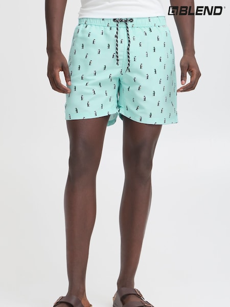Blend Blue Penguin Print Swim Shorts (W31522) | £28