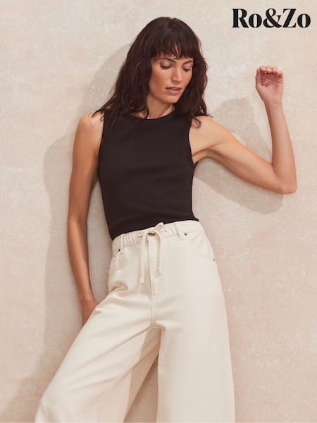 Ro&Zo Black Rib Tank Top (W31565) | £29