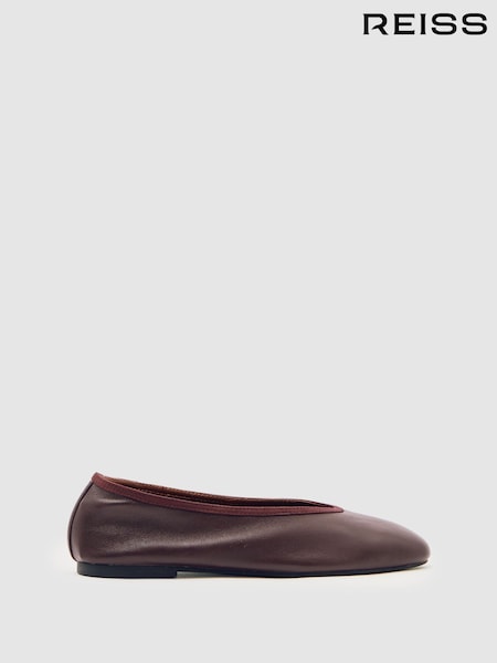 Reiss Oxblood Dina Nappa Leather Ballet Flats (W31579) | £148